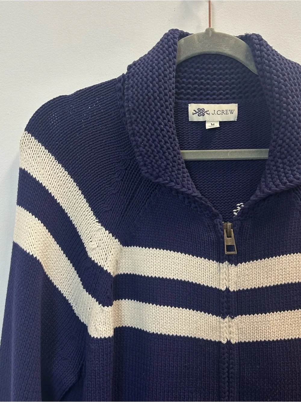J. Crew Lobster-Back Shawl Collar Cardigan Navy Blue Medium